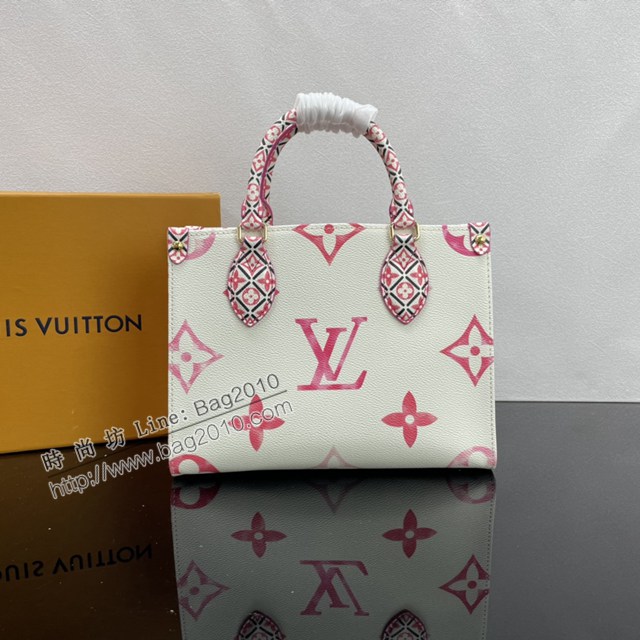 Lv路易威登2023專櫃新款OnTheGo小號手袋 LV帆布鋪陳淡雅手提肩背購物袋 M22976 ydh5099